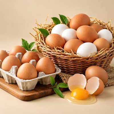 VilFresh farm fresh brown eggs in a cardboard carton