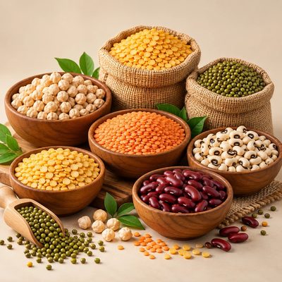 VilFresh green gram, toor dal and red lentils