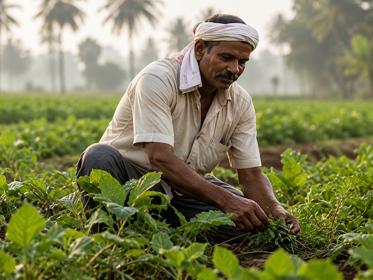 VilFresh partner farmer tending crops in Coimbatore